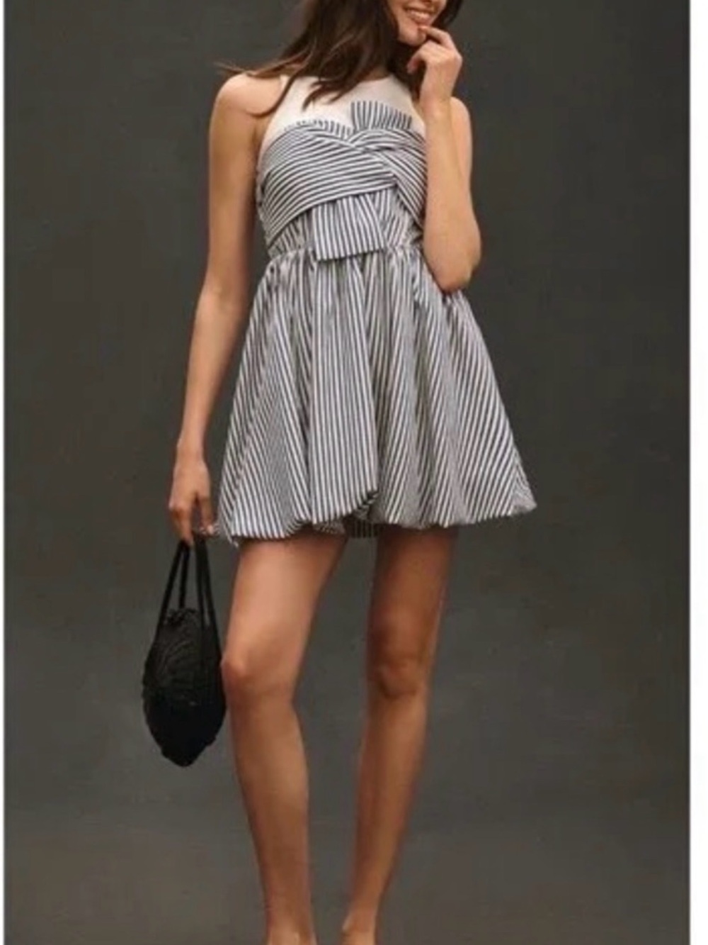 Anthropologie- Porridge Mini Dress in White and Navy